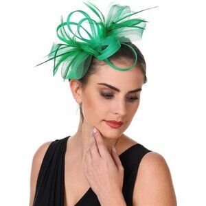 Fascinators Hat Flower St07-green